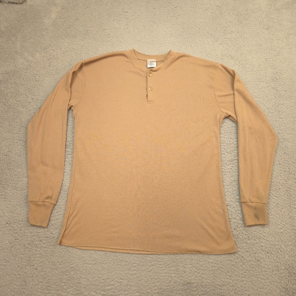 Vintage Cabela's Thermax Thermal Henley Shirt Mens‎ Tall Large USA Stained
